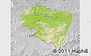 Physical Map of Ningming, lighten, desaturated