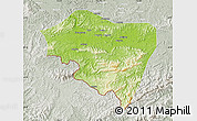 Physical Map of Ningming, lighten, semi-desaturated
