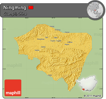 Savanna Style Map of Ningming, single color outside