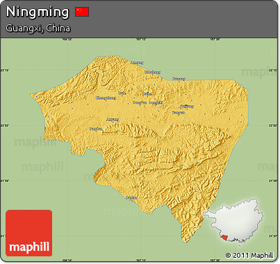 Savanna Style Map of Ningming, single color outside