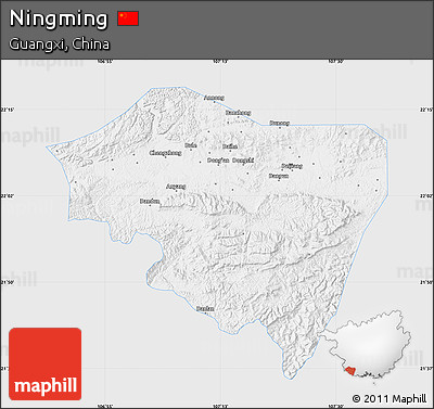 Silver Style Map of Ningming, single color outside