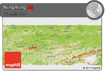 Physical Panoramic Map of Ningming