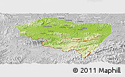 Physical Panoramic Map of Ningming, lighten, desaturated