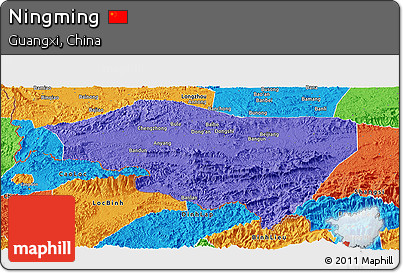Political Panoramic Map of Ningming