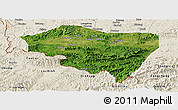 Satellite Panoramic Map of Ningming, shaded relief outside