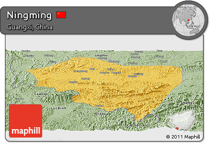 Savanna Style Panoramic Map of Ningming