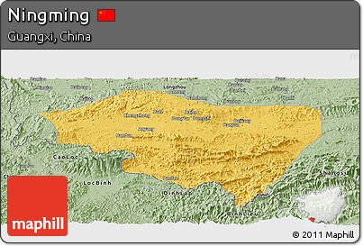 Savanna Style Panoramic Map of Ningming