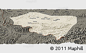 Shaded Relief Panoramic Map of Ningming, darken