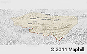 Shaded Relief Panoramic Map of Ningming, lighten, desaturated