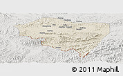 Shaded Relief Panoramic Map of Ningming, lighten, semi-desaturated