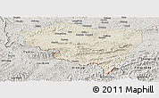 Shaded Relief Panoramic Map of Ningming, semi-desaturated