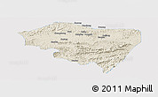 Shaded Relief Panoramic Map of Ningming, single color outside
