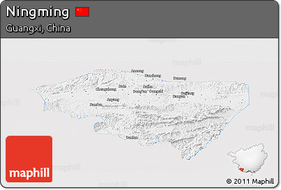Silver Style Panoramic Map of Ningming, single color outside