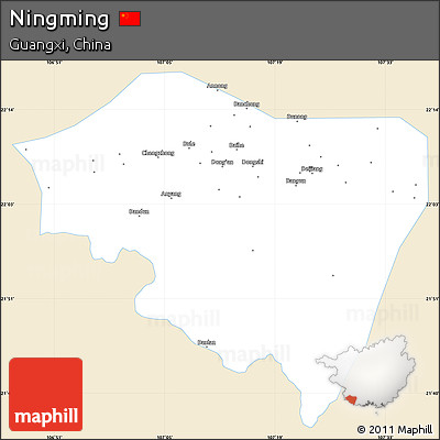 Classic Style Simple Map of Ningming, single color outside