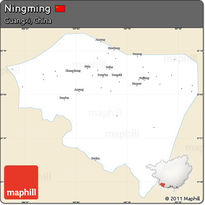 Classic Style Simple Map of Ningming, single color outside