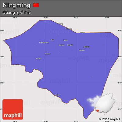 Political Simple Map of Ningming, cropped outside