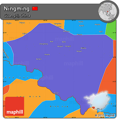 Political Simple Map of Ningming