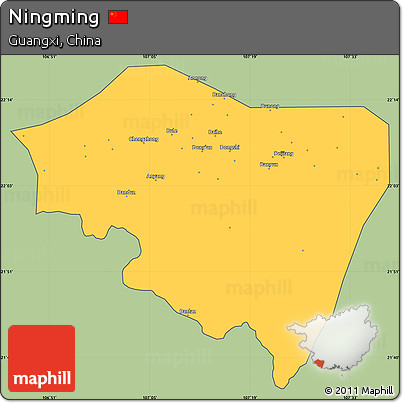 Savanna Style Simple Map of Ningming, cropped outside