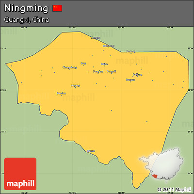 Savanna Style Simple Map of Ningming, cropped outside