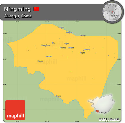 Savanna Style Simple Map of Ningming, single color outside