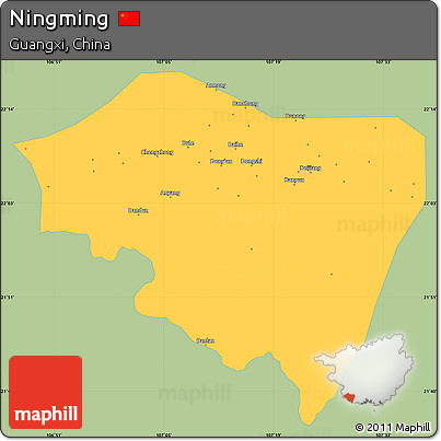 Savanna Style Simple Map of Ningming, single color outside