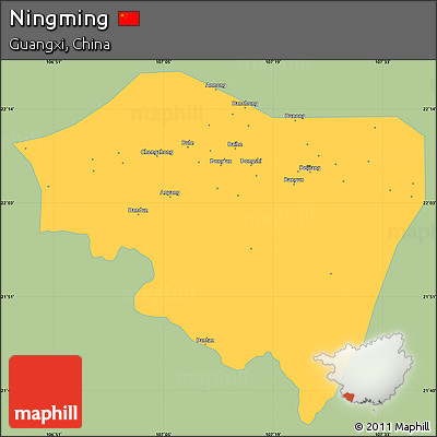 Savanna Style Simple Map of Ningming, single color outside