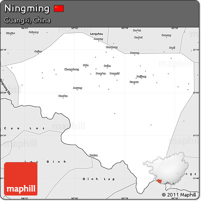 Silver Style Simple Map of Ningming