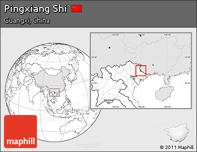 Blank Location Map of Pingxiang Shi, highlighted country