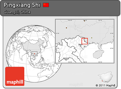 Blank Location Map of Pingxiang Shi, highlighted country