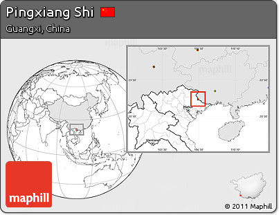 Blank Location Map of Pingxiang Shi, highlighted country