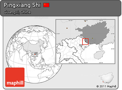 Blank Location Map of Pingxiang Shi, highlighted country, highlighted parent region