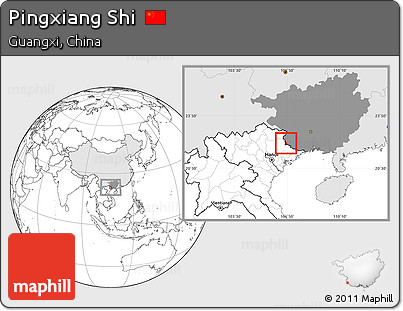 Blank Location Map of Pingxiang Shi, highlighted country, highlighted parent region