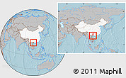 Gray Location Map of Pingxiang Shi, highlighted country, within the entire country, hill shading
