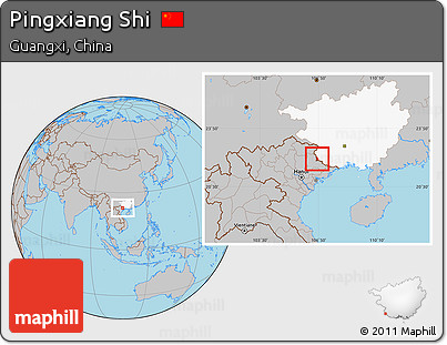 Gray Location Map of Pingxiang Shi, highlighted parent region