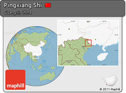 Savanna Style Location Map of Pingxiang Shi, highlighted country
