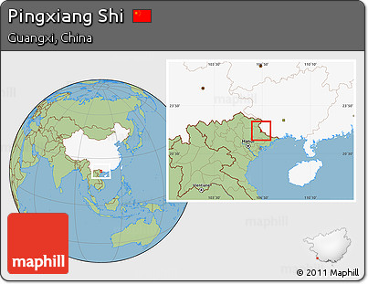 Savanna Style Location Map of Pingxiang Shi, highlighted country