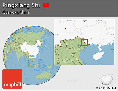 Savanna Style Location Map of Pingxiang Shi, highlighted country