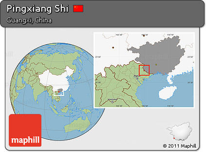 Savanna Style Location Map of Pingxiang Shi, highlighted country, highlighted parent region