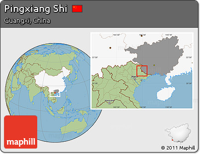 Savanna Style Location Map of Pingxiang Shi, highlighted country, highlighted parent region