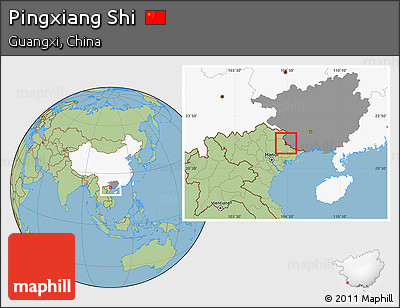 Savanna Style Location Map of Pingxiang Shi, highlighted country, highlighted parent region