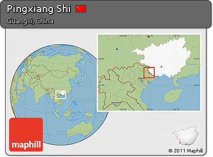 Savanna Style Location Map of Pingxiang Shi, highlighted parent region