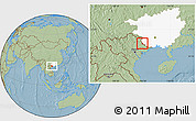 Savanna Style Location Map of Pingxiang Shi, highlighted parent region, hill shading