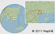 Savanna Style Location Map of Pingxiang Shi, hill shading