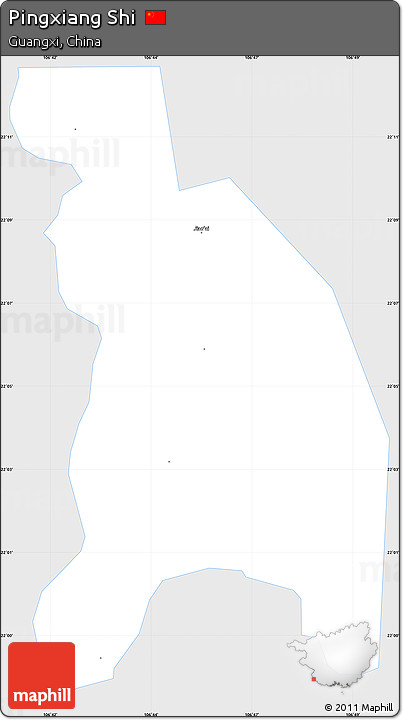 Silver Style Simple Map of Pingxiang Shi, single color outside