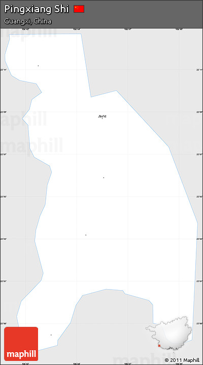 Silver Style Simple Map of Pingxiang Shi, single color outside