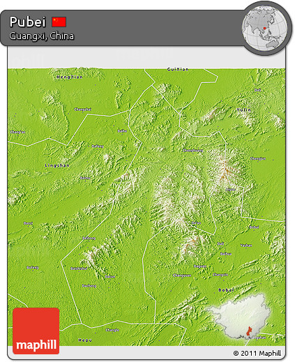 Physical 3D Map of Pubei