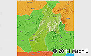 Physical 3D Map of Pubei, political outside
