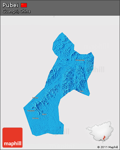 Political 3D Map of Pubei, cropped outside