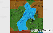 Political 3D Map of Pubei, darken