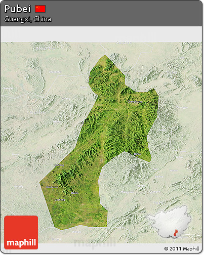 Satellite 3D Map of Pubei, lighten
